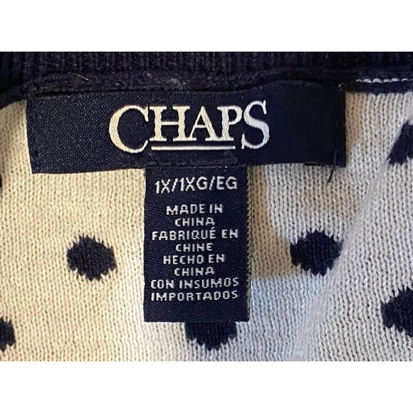 Chaps Womens Size 1X Sweater Polka Dot Navy Polyester Hem - Picture 4 of 10